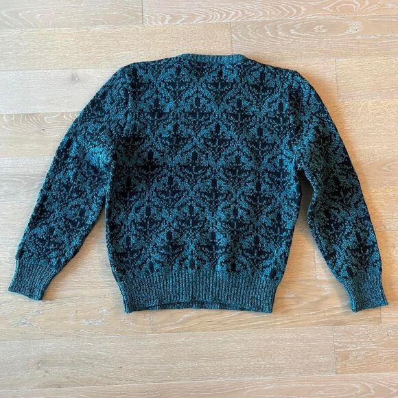 Vintage blue and black pattern Grandpa knit sweater Size Medium - Picture 3 of 3